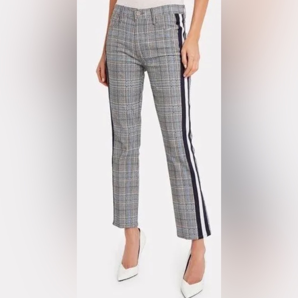Mother Straight Leg Pants size 29  Grey Houndstooth Print Grosgrain Trim cropped